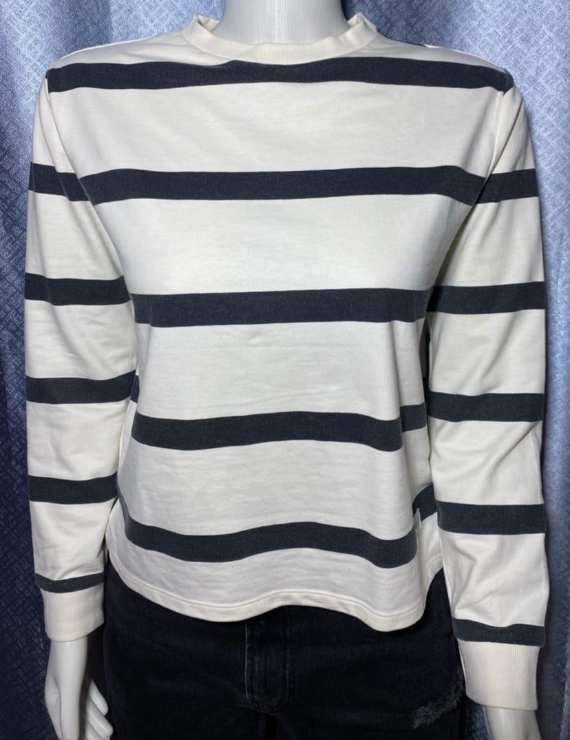 Remera Manga Larga Rayas Blanco y Marino